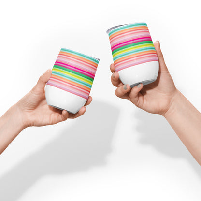 Island Stripe Rainbow Coastal Wine tumbler Gift