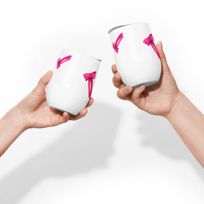 Pink Bow Tie One On Wine tumbler Gift