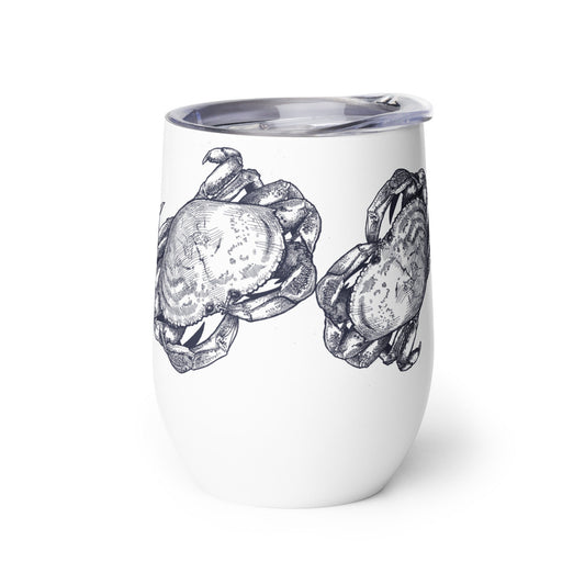Blue Crab Coastal Gift wine tumbler in blue by The Happy Fun Shop, photo 1 of 8