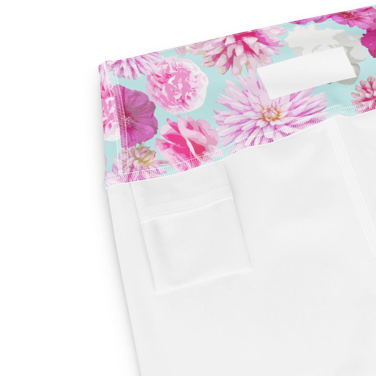 Garden Floral Yoga Capri Leggings Aqua