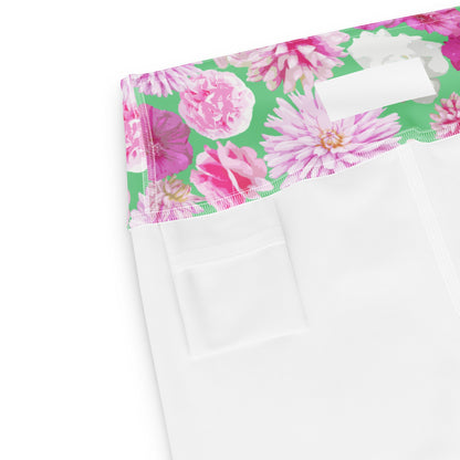 Garden Floral Yoga Capri Leggings Spring Green