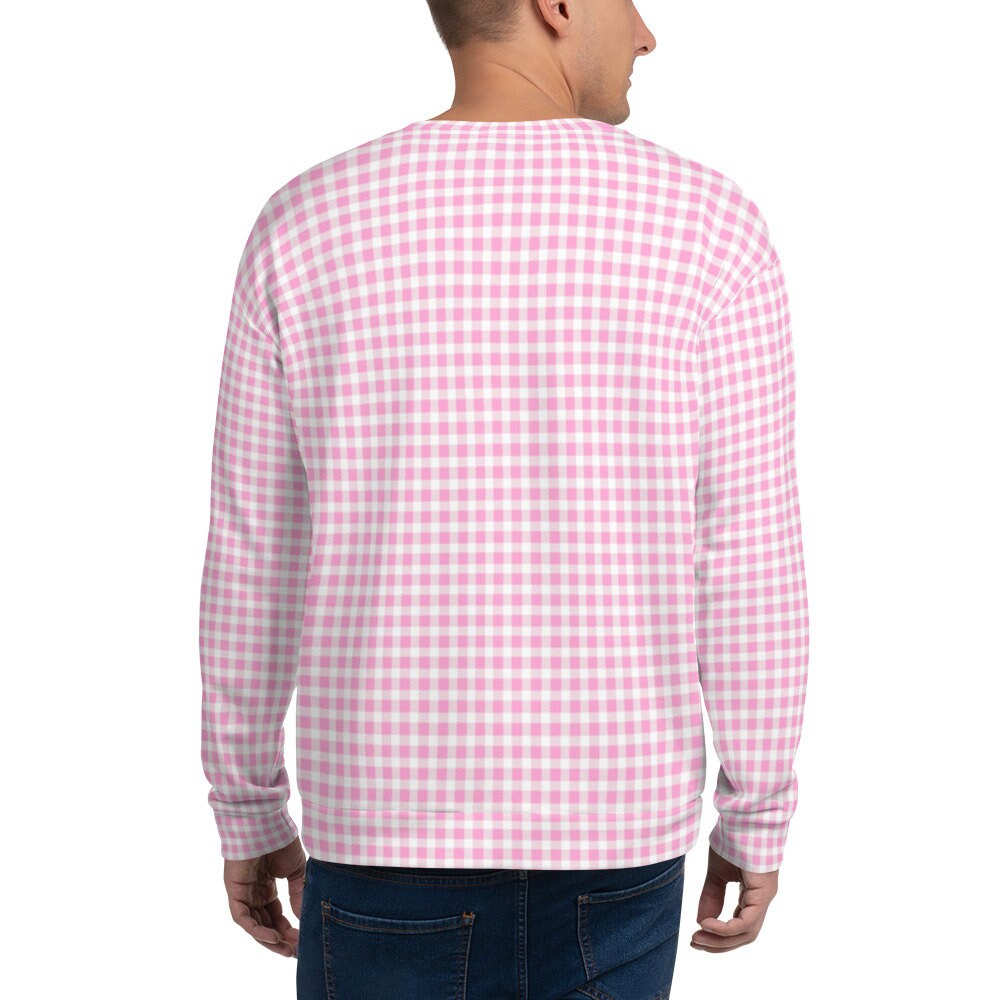 Scalloped Gingham Pink Unisex Sweatshirt