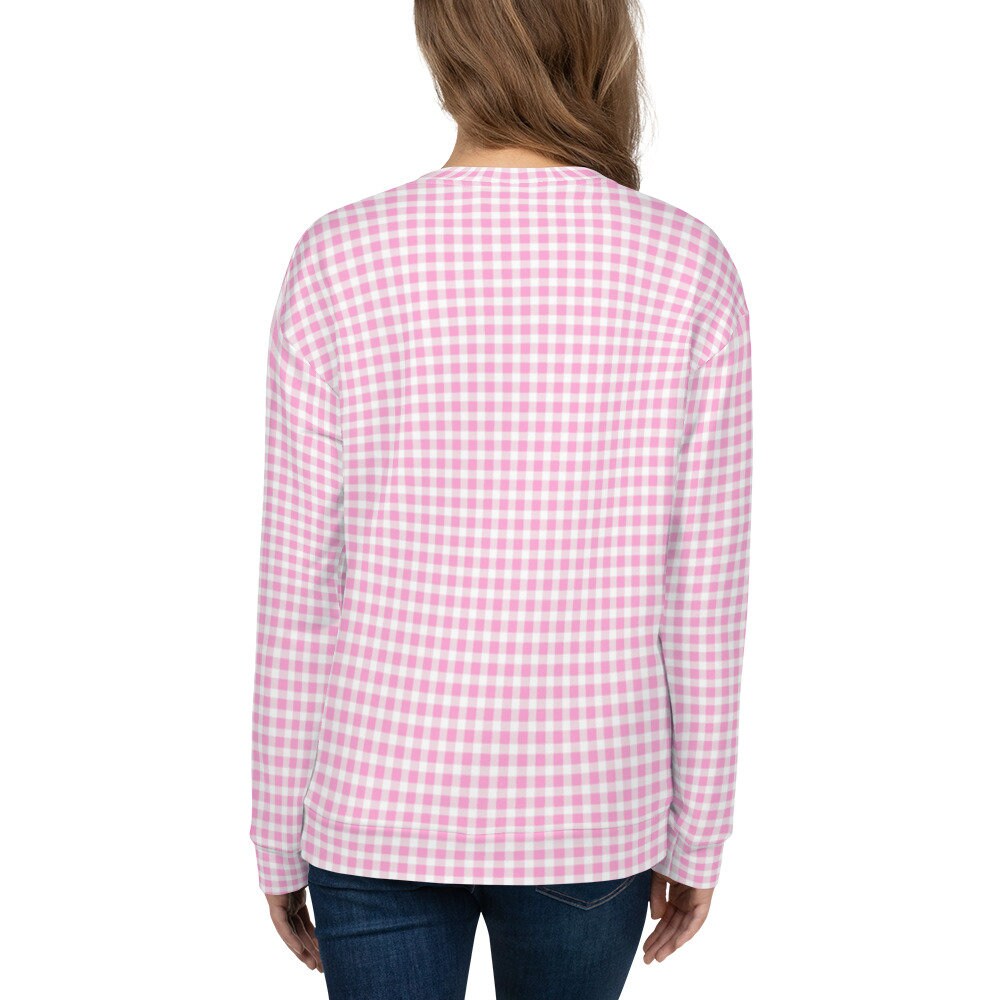 Scalloped Gingham Pink Unisex Sweatshirt