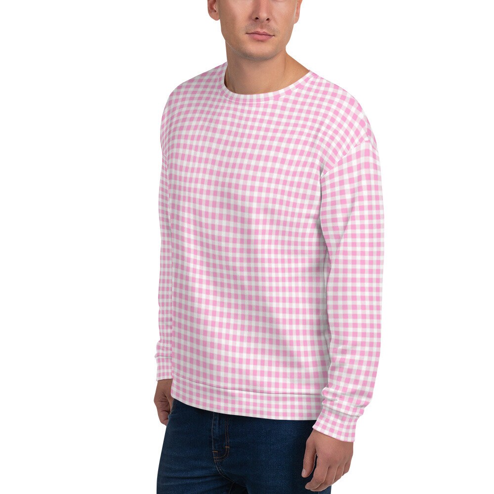 Scalloped Gingham Pink Unisex Sweatshirt