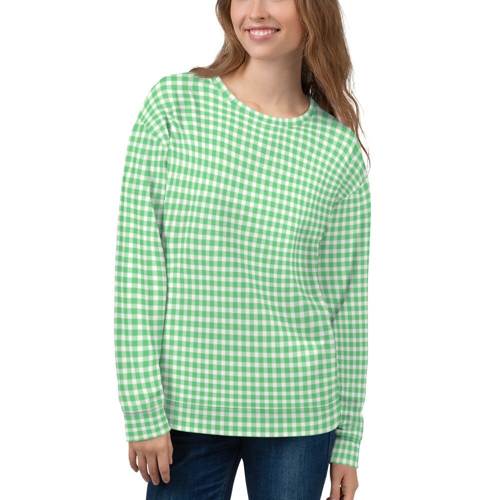 Scalloped Gingham Green Unisex Sweatshirt