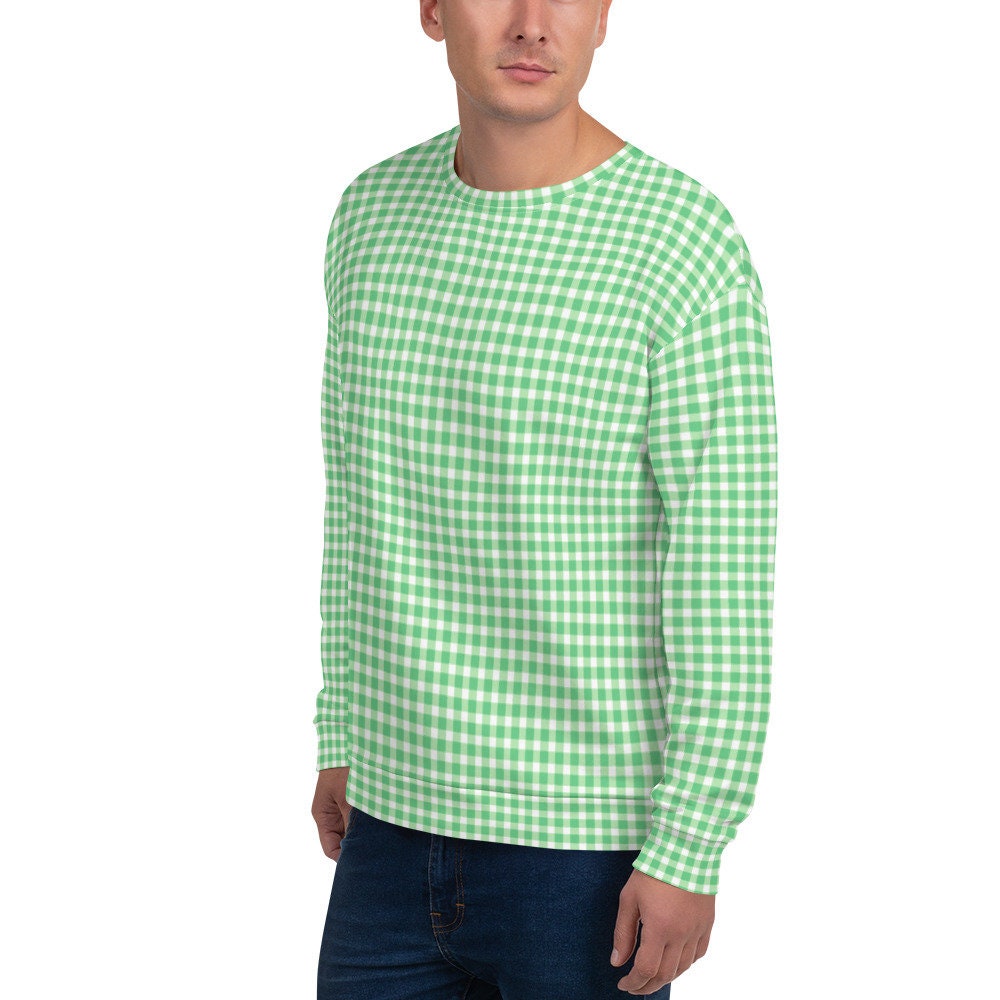 Scalloped Gingham Green Unisex Sweatshirt
