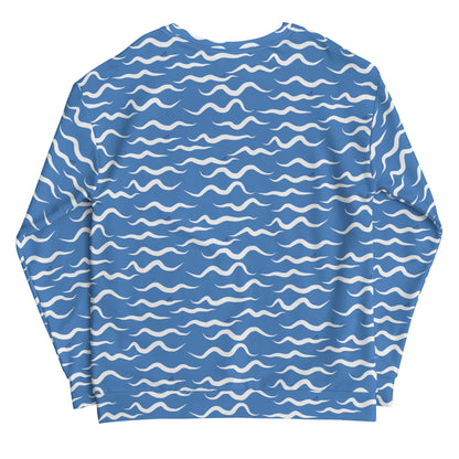Shark Waves Blue Coastal Unisex Sweatshirt