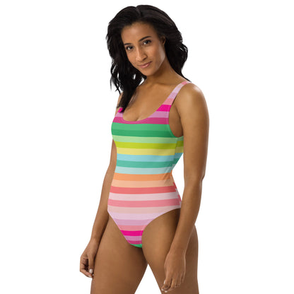 Island Stripe Coastal Rainbow One-Piece Swimsuit