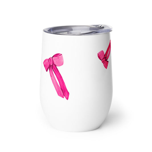 Pink Bow Tie One On Gift wine tumbler in pink by The Happy Fun Shop, photo 1 of 8
