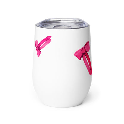 Pink Bow Tie One On Wine tumbler Gift