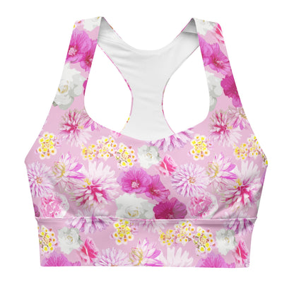 Garden Floral Pink Longline sports bra
