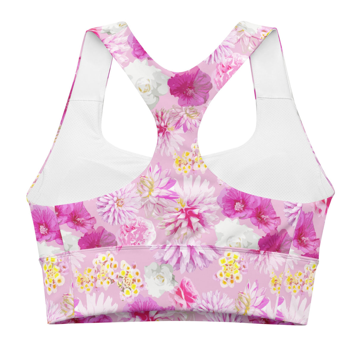 Garden Floral Pink Longline sports bra
