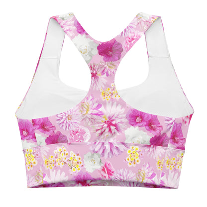Garden Floral Pink Longline sports bra