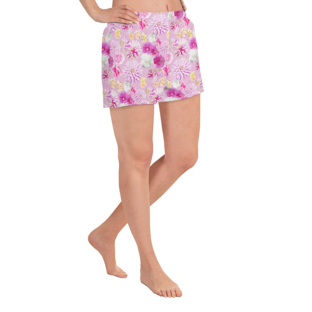 Garden Floral Pink Women’s Recycled Athletic Shorts