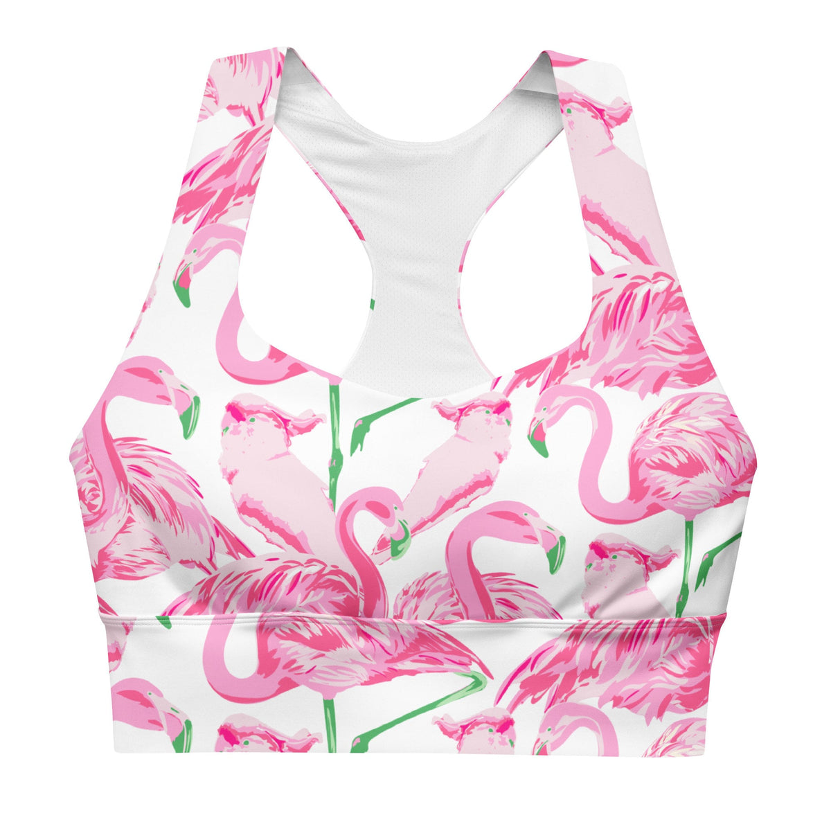 Palm Springs Flamingo Coastal Pink Longline sports bra