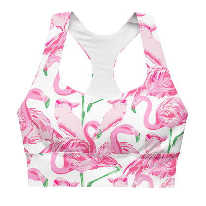 Palm Springs Flamingo Coastal Pink Longline sports bra