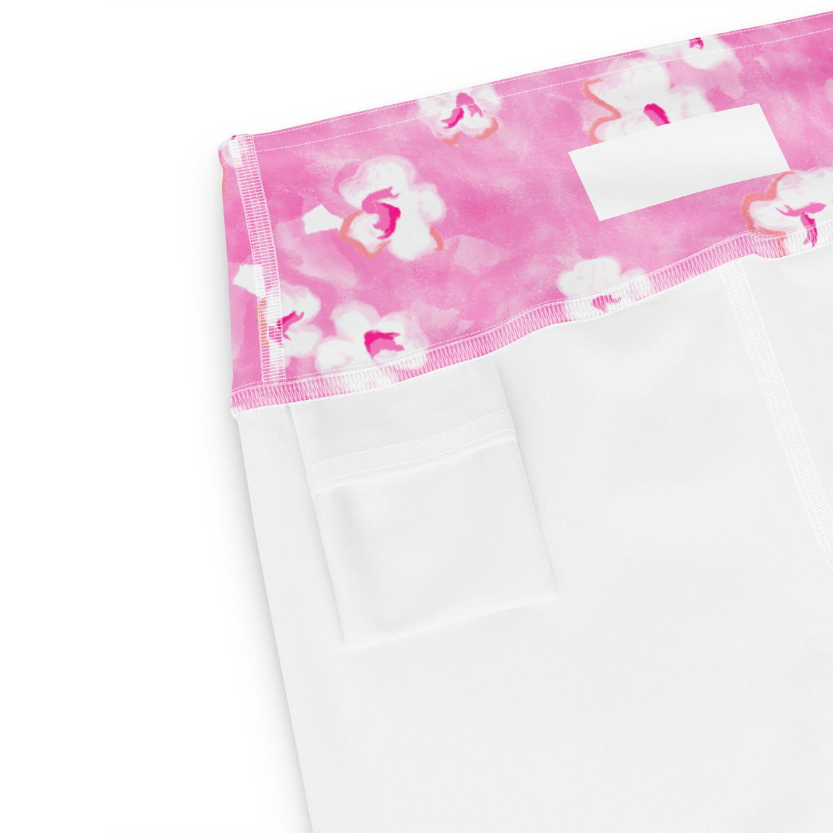 Painted Pansy Pink Floral Coastal Yoga Capri Leggings 50+ UPF