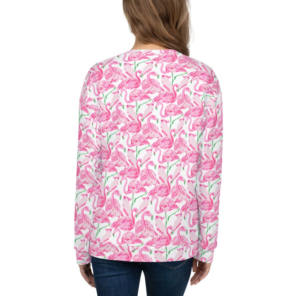 Palm Springs Flamingo Coastal Pink sweatshirt in pink by The Happy Fun Shop, photo 4 of 7