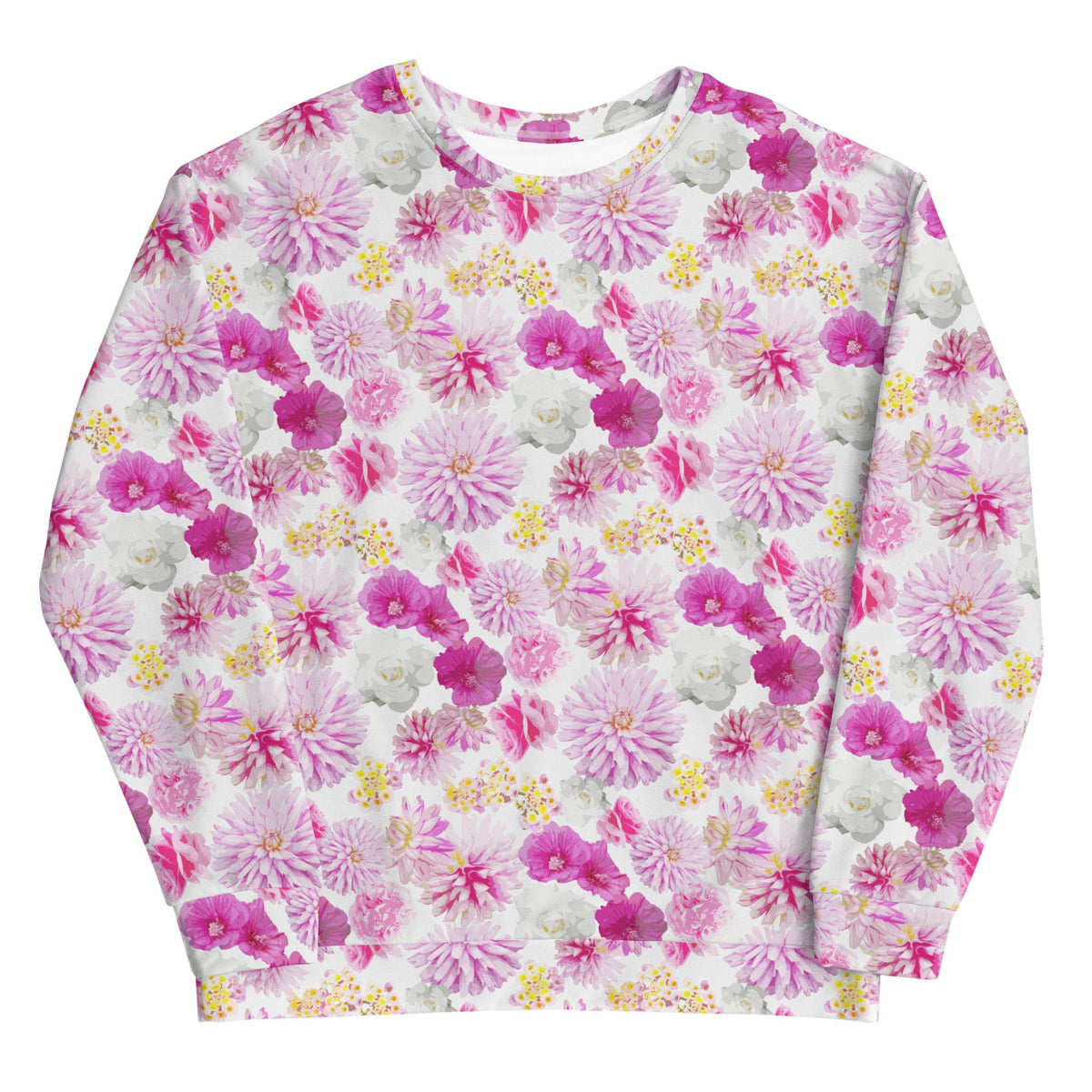Garden Floral White and Pink Unisex Sweatshirt
