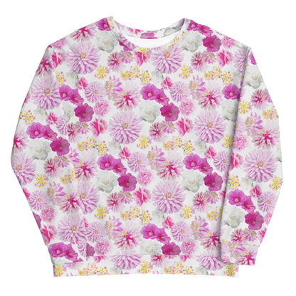 Garden Floral White and Pink Unisex Sweatshirt