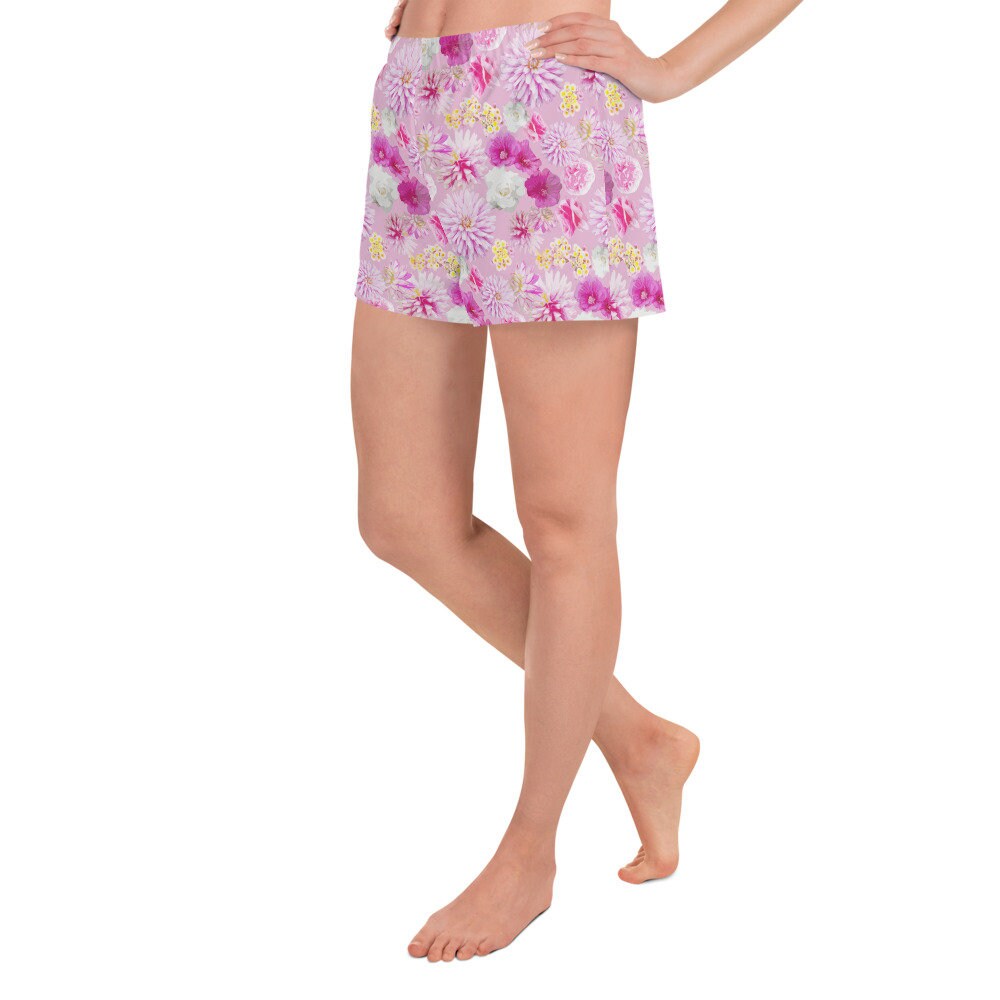 Garden Floral Pink Women’s Recycled Athletic Shorts