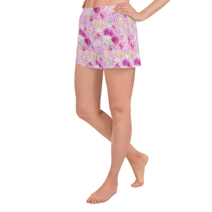 Garden Floral Pink Women’s Recycled Athletic Shorts