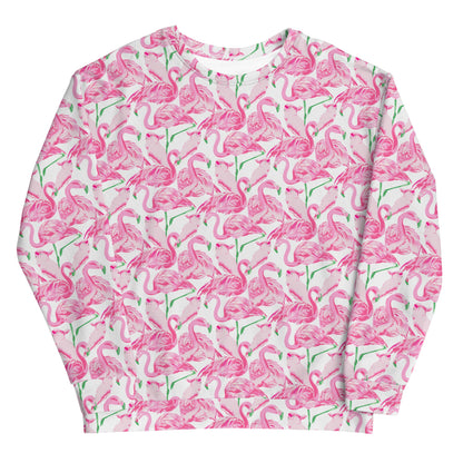 Palm Springs Flamingo Coastal Pink sweatshirt in pink by The Happy Fun Shop, photo 1 of 7