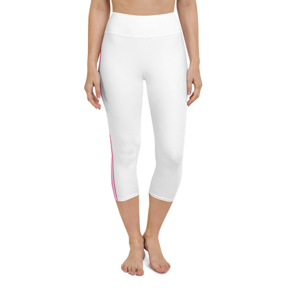 Palm Beach Athletic Stripe White Pink Yoga Capri Leggings