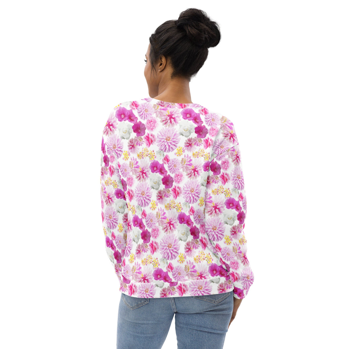 Garden Floral White and Pink Unisex Sweatshirt