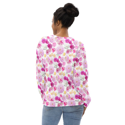 Garden Floral White and Pink Unisex Sweatshirt