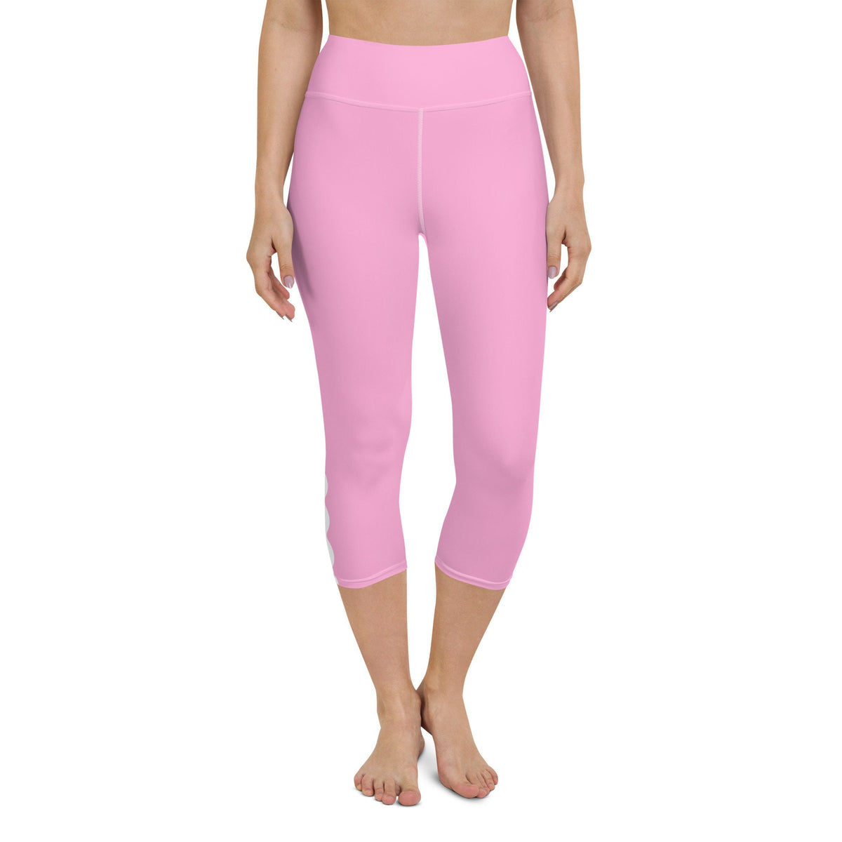 Palm Springs Pink Ric Rac Scalloped Stripe yoga capri leggings in pink by The Happy Fun Shop, photo 6 of 10