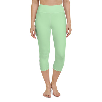 Palm Springs Light Green Ric Rac Scalloped Stripe yoga capri leggings in green by The Happy Fun Shop, photo 6 of 10