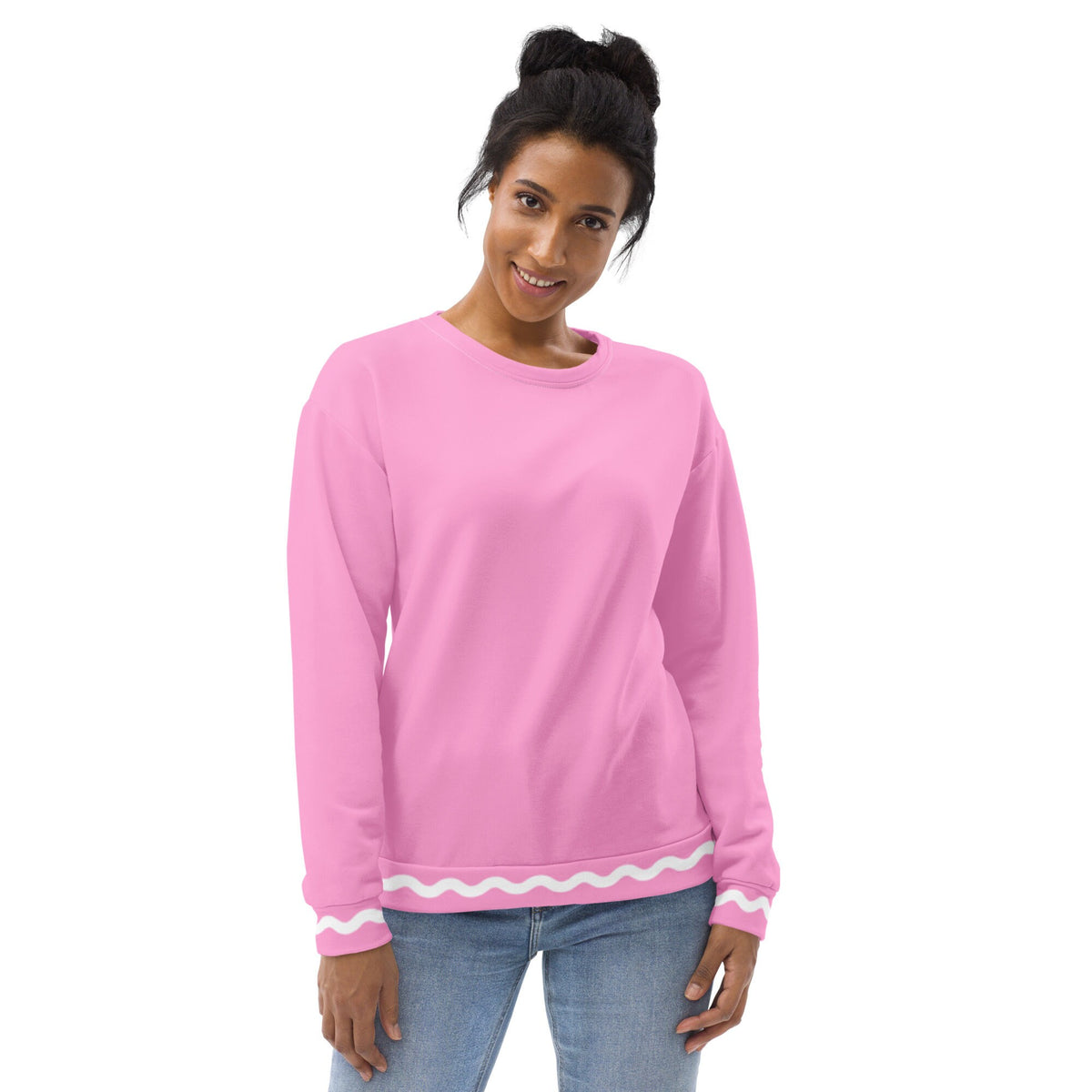 Palm Springs Pink Ric Rac Stripe sweatshirt in pink by The Happy Fun Shop, photo 3 of 7
