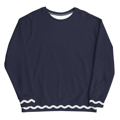 Palm Springs Navy Blue Ric Rac Stripe sweatshirt in navy by The Happy Fun Shop, photo 1 of 7