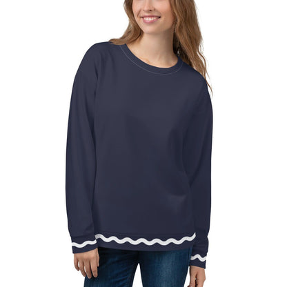 Palm Springs Navy Blue Ric Rac Stripe sweatshirt in navy by The Happy Fun Shop, photo 2 of 7