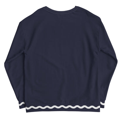 Palm Springs Navy Blue Ric Rac Stripe sweatshirt in navy by The Happy Fun Shop, photo 6 of 7