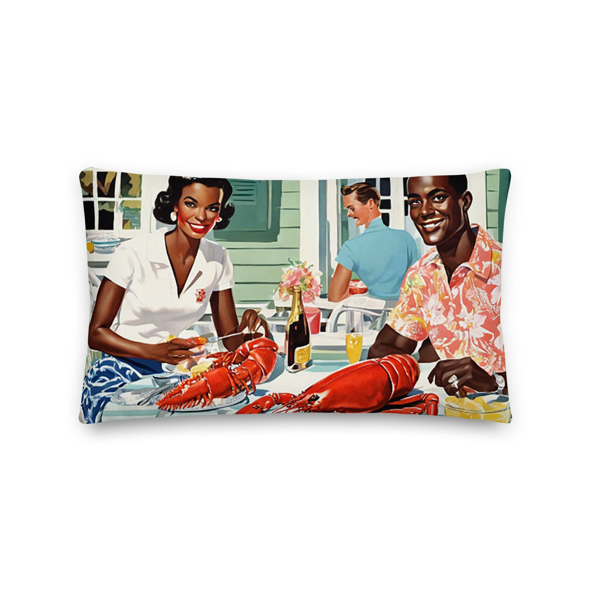 Martha's Vineyard Lobster Luncheon Coastal Preppy Premium Throw Pillow