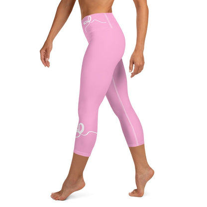 Nantucket Bow Pink Coastal Preppy Yoga Capri Leggings