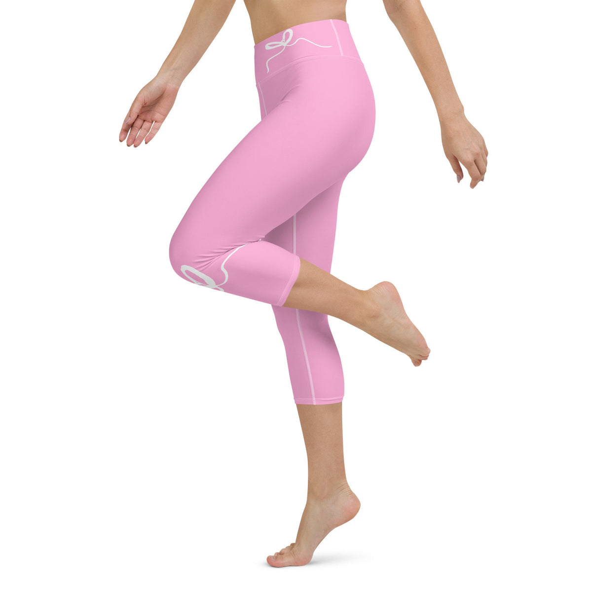 Nantucket Bow Pink Coastal Preppy Yoga Capri Leggings