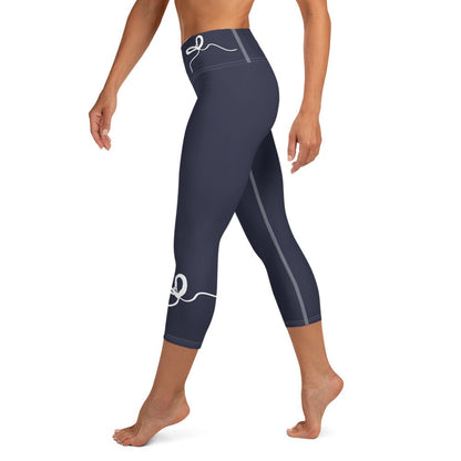 Nantucket Bows Navy Blue yoga capri leggings in navy by The Happy Fun Shop, photo 6 of 10