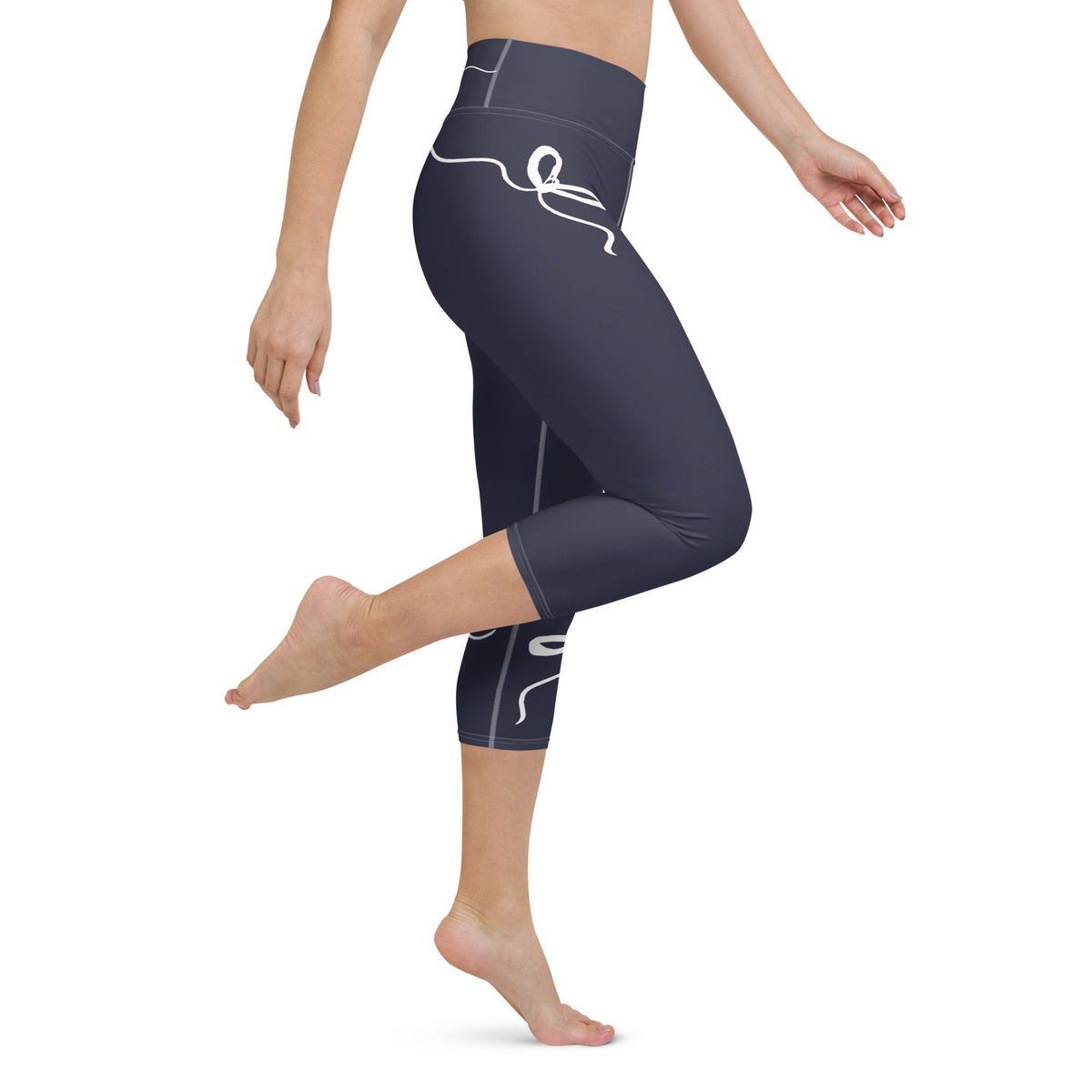 Nantucket Bows Navy Blue yoga capri leggings in navy by The Happy Fun Shop, photo 9 of 10
