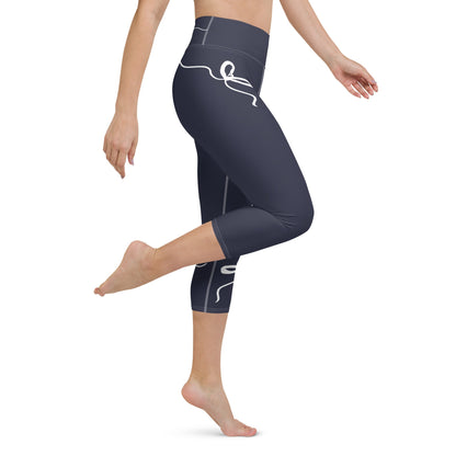 Nantucket Bows Navy Blue yoga capri leggings in navy by The Happy Fun Shop, photo 9 of 10