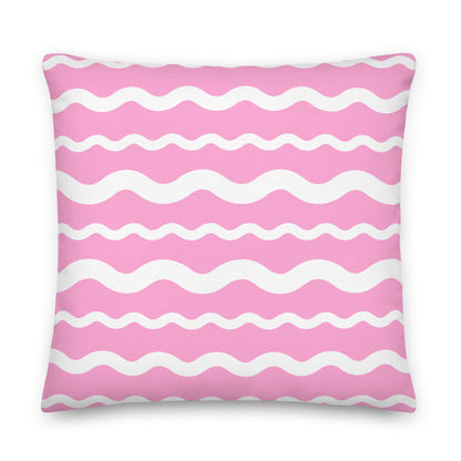 Ric Rac Coastal Preppy Stripe Pink Premium Throw Pillow