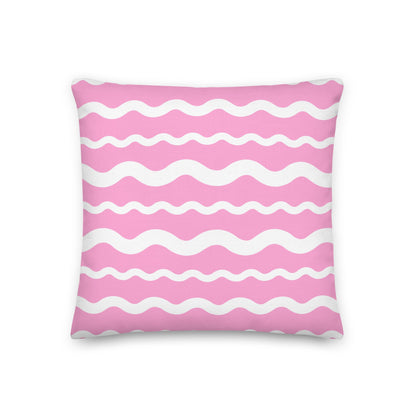 Ric Rac Coastal Preppy Stripe Pink Premium Throw Pillow
