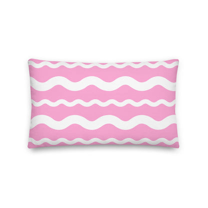 Ric Rac Coastal Preppy Stripe Pink Premium Throw Pillow
