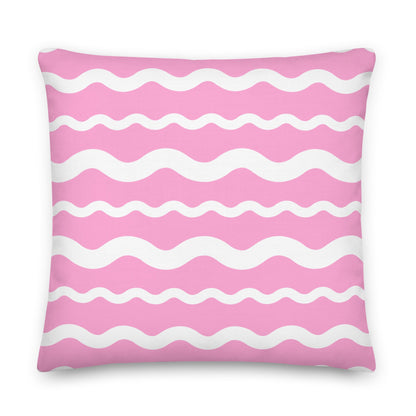 Ric Rac Coastal Preppy Stripe Pink Premium Throw Pillow
