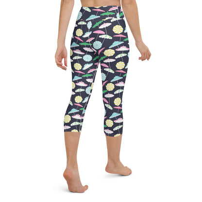 Beach Umbrella Party Navy Coastal Preppy Yoga Capri Leggings