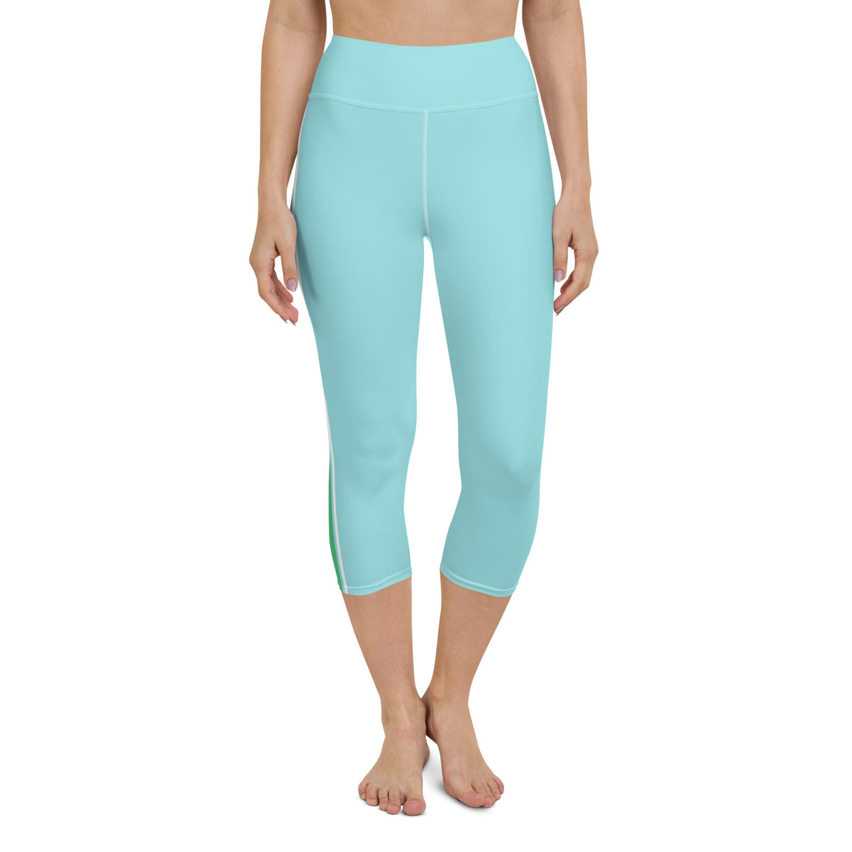 Palm Beach Athletic Stripe Aqua Green Yoga Capri Leggings