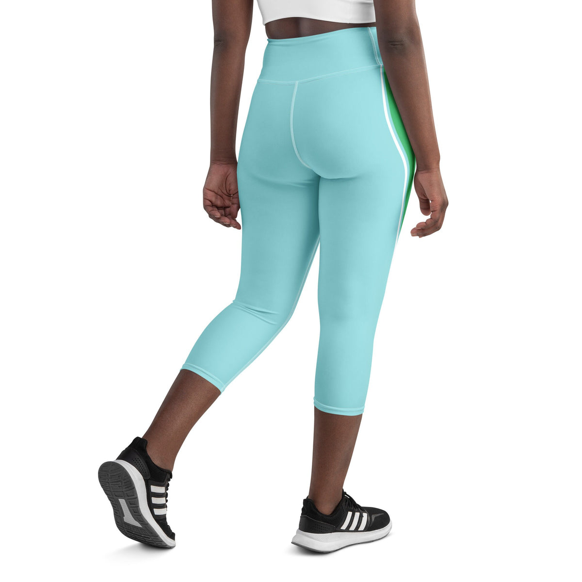 Palm Beach Athletic Stripe Aqua Green Yoga Capri Leggings