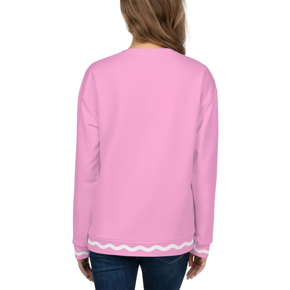 Palm Springs Pink Ric Rac Stripe sweatshirt in pink by The Happy Fun Shop, photo 4 of 7